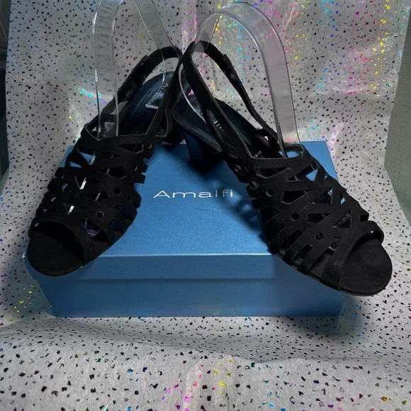 Amalfi Nestra Black Slingback Heels - Picture 4 of 8